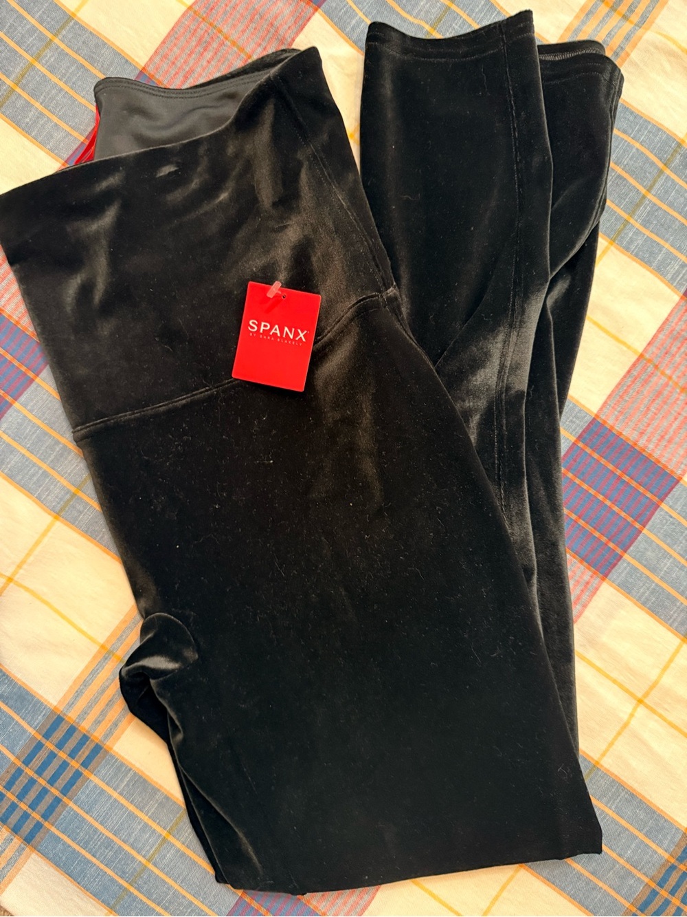 SPANX Black Velvet High-Waist Leggings